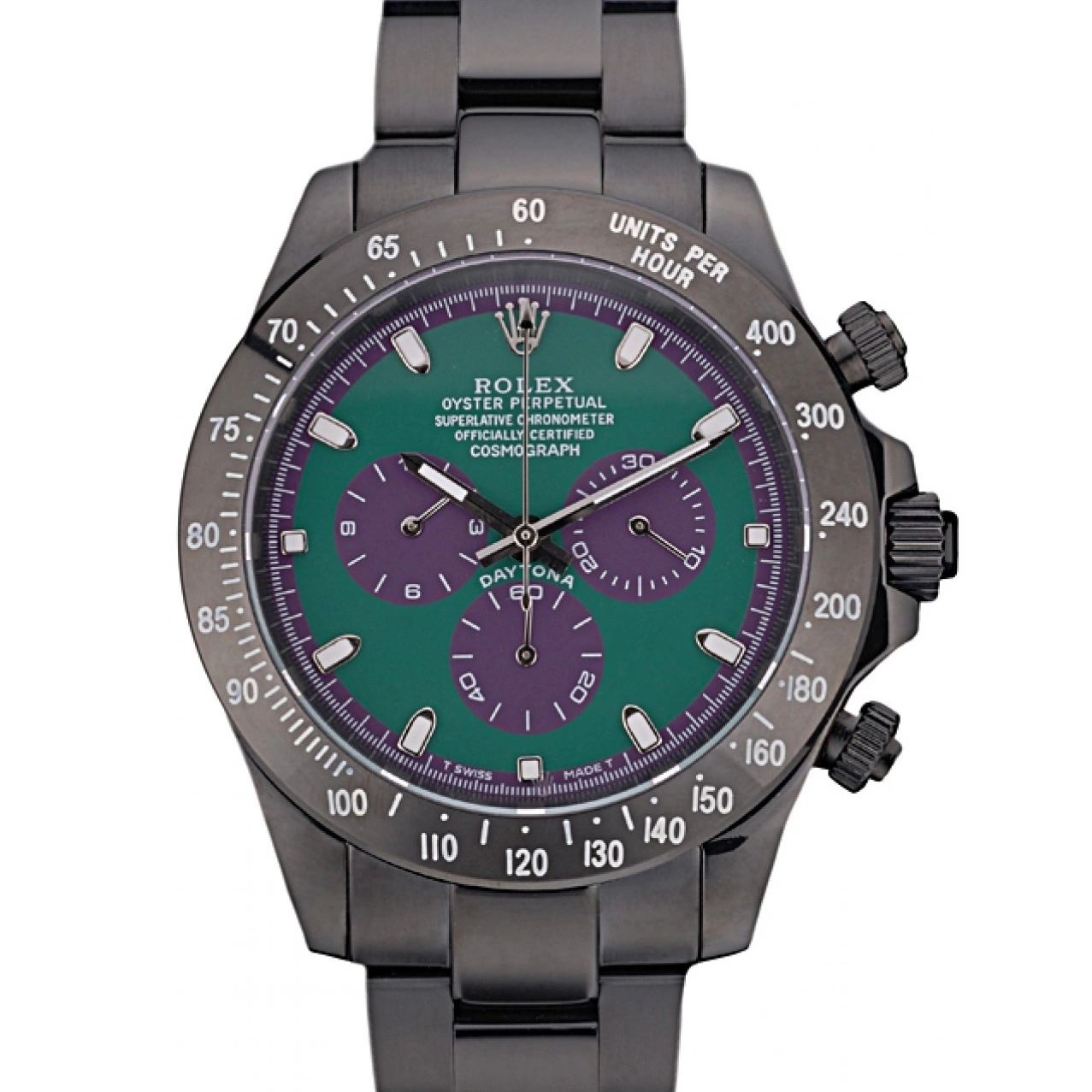Best AAA Replica Sites Rolex Steel 80246 Dial Ion Black Black Strap Daytona Tachymeter Green Plated Stainless 0707